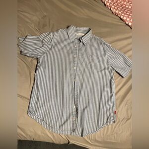 Levi's Gray and White Striped Casual Shirt